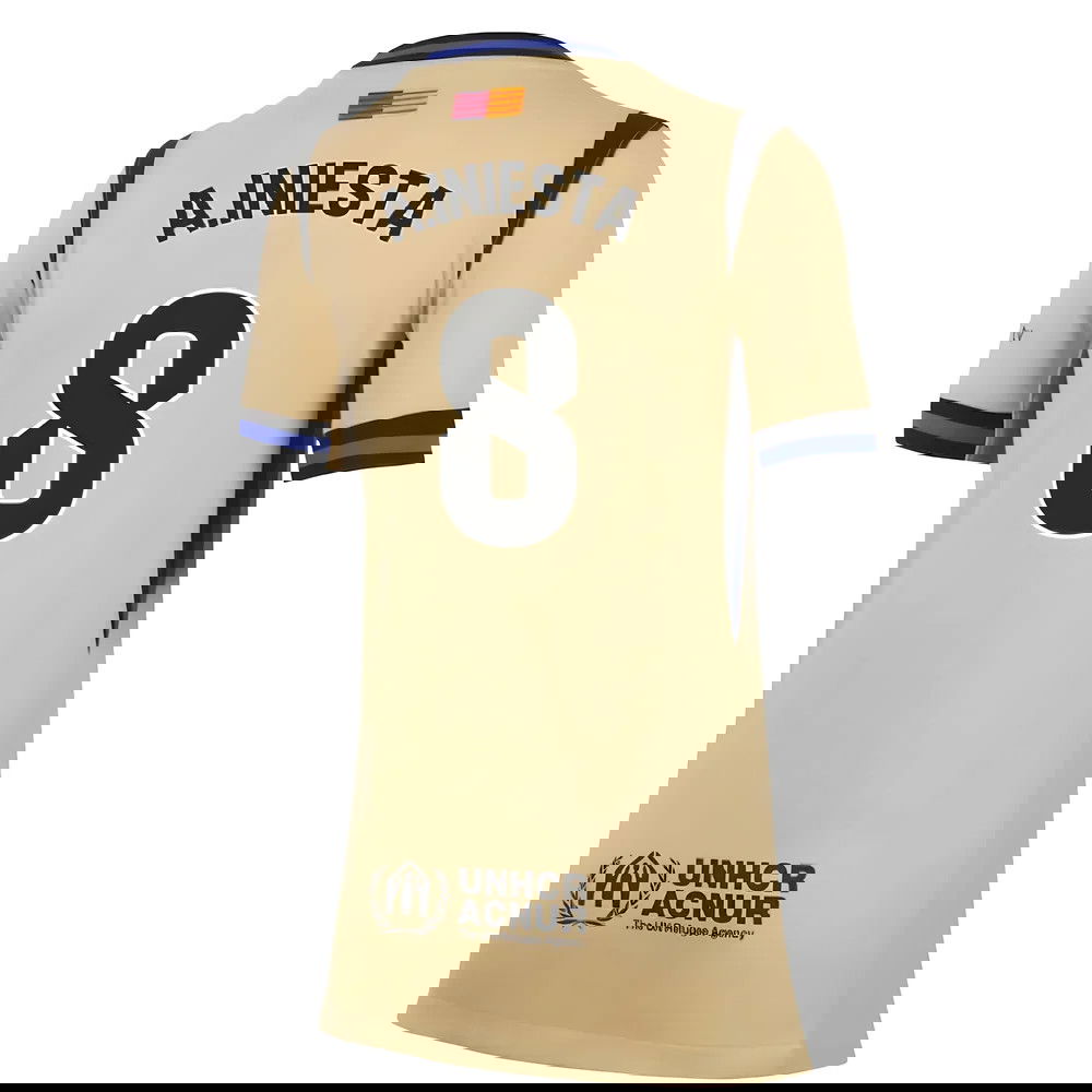 Lacné Futbalove Dresy FC Barcelona Dámské AINIESTA #8 Preč Dres 2025-2026