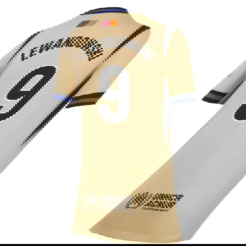 Lacné Futbalove Dresy FC Barcelona Dámské LEWANDOWSKI #9 Preč Dres 2025-2026