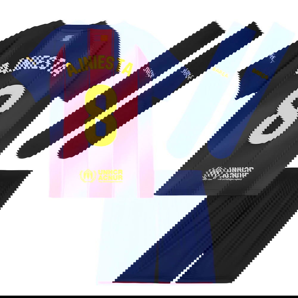 Lacné Futbalove Dresy FC Barcelona Detské AINIESTA #8 Domáci Dres 2025-2026