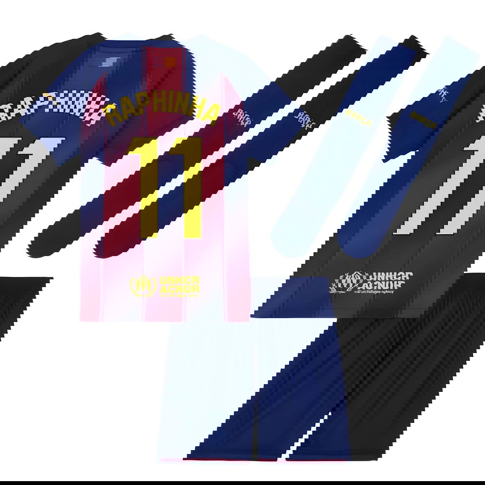 Lacné Futbalove Dresy FC Barcelona Detské RAPHINHA #11 Domáci Dres 2025-2026