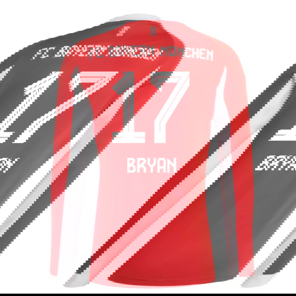 Lacné Futbalove Dresy Bayern Munich Dlhý Rukáv BRYAN #17 Domáci Dres 2025-2026