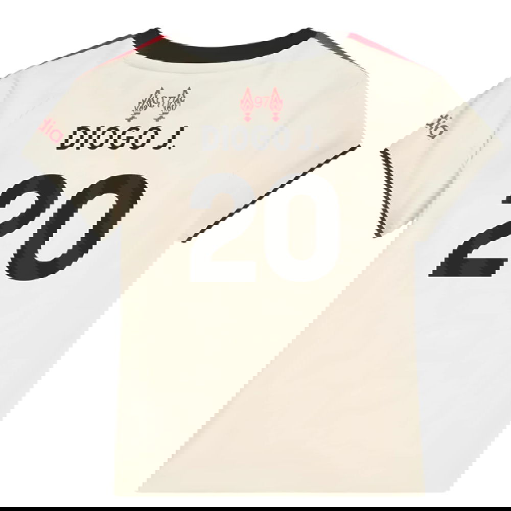 Lacné Futbalove Dresy Liverpool Detské DIOGO J #20 Preč Dres 2025-2026