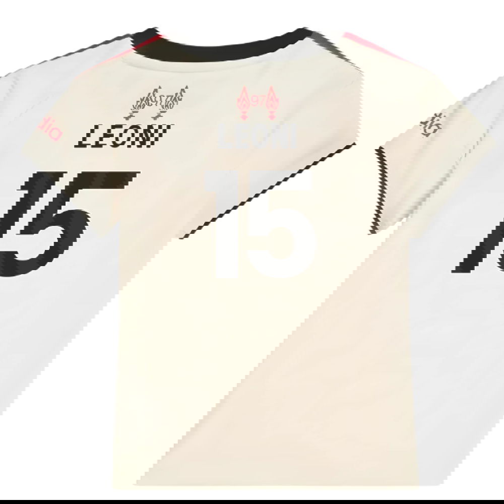 Lacné Futbalove Dresy Liverpool Detské LEONI #15 Preč Dres 2025-2026