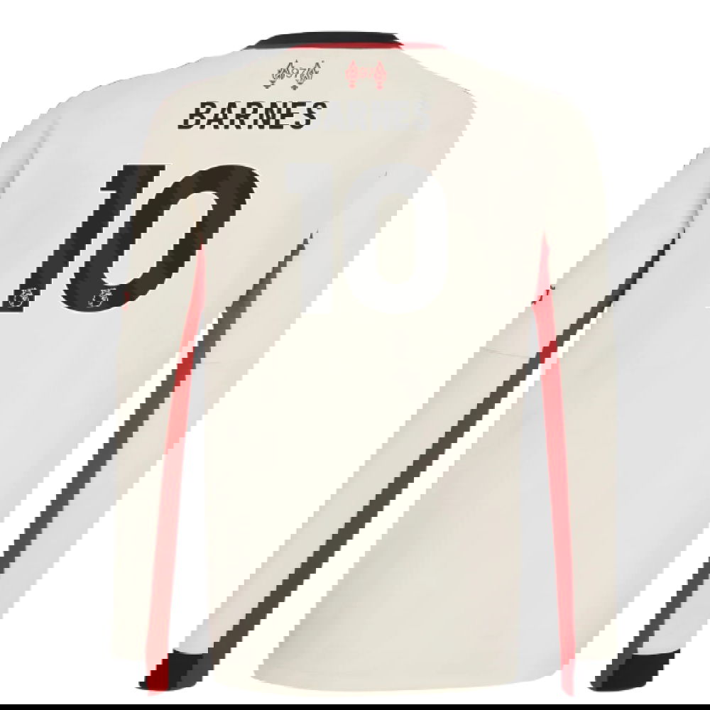 Lacné Futbalove Dresy Liverpool Dlhý Rukáv BARNES #10 Preč Dres 2025-2026