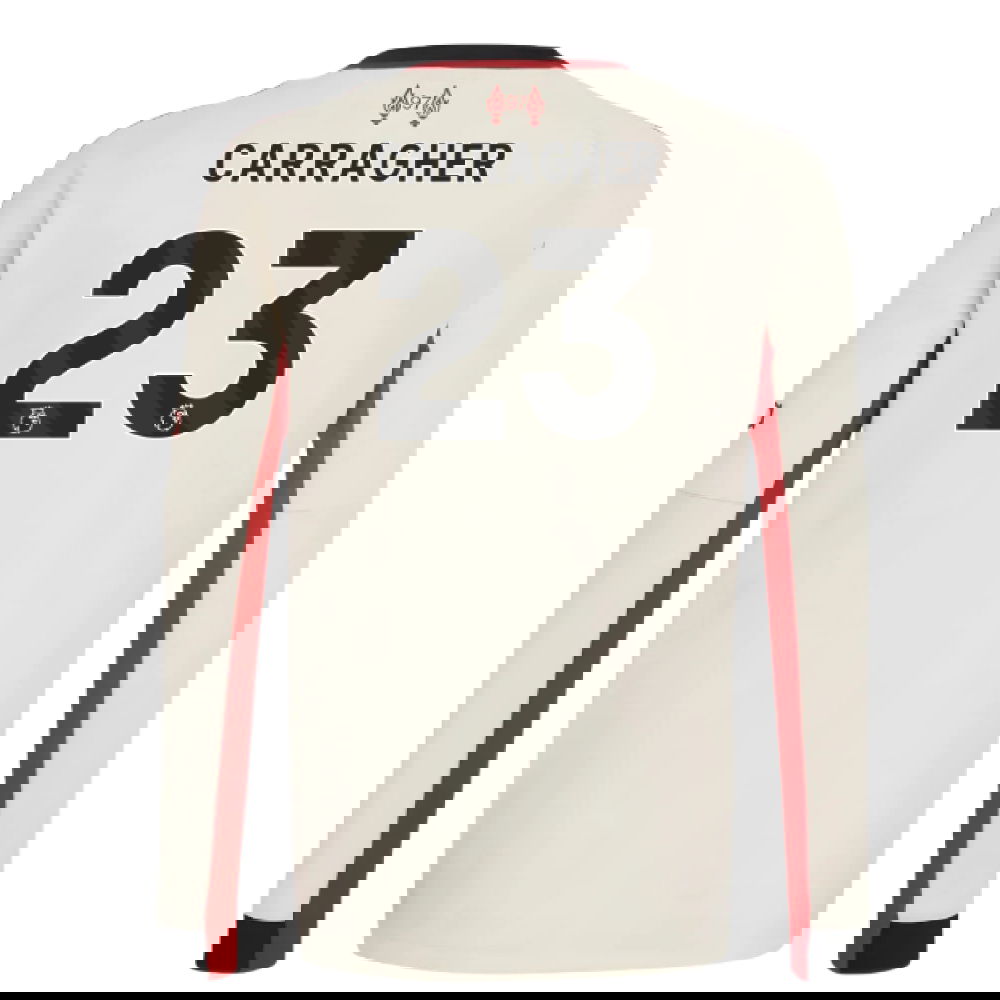 Lacné Futbalove Dresy Liverpool Dlhý Rukáv CARRAGHER #23 Preč Dres 2025-2026