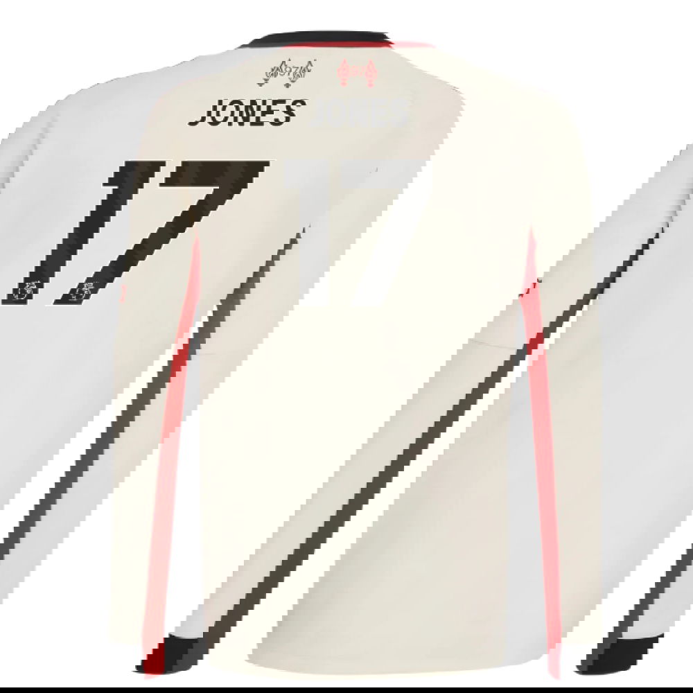 Lacné Futbalove Dresy Liverpool Dlhý Rukáv JONES #17 Preč Dres 2025-2026