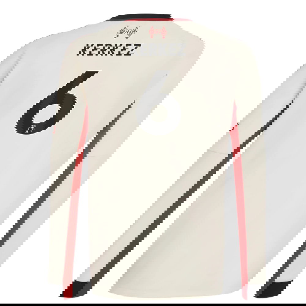 Lacné Futbalove Dresy Liverpool Dlhý Rukáv KERKEZ #6 Preč Dres 2025-2026