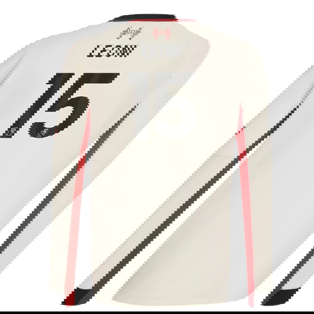 Lacné Futbalove Dresy Liverpool Dlhý Rukáv LEONI #15 Preč Dres 2025-2026