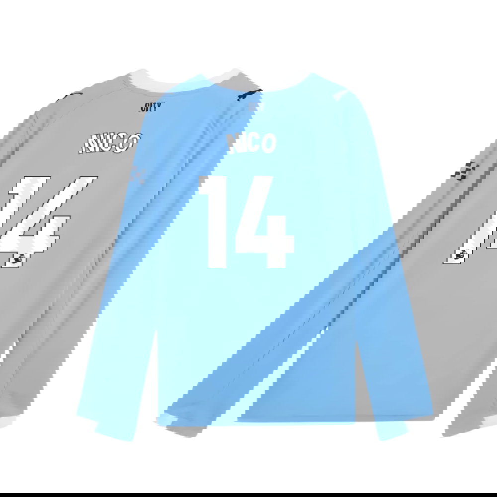 Lacné Futbalove Dresy Manchester City Dlhý Rukáv NICO #14 Domáci Dres 2025-2026