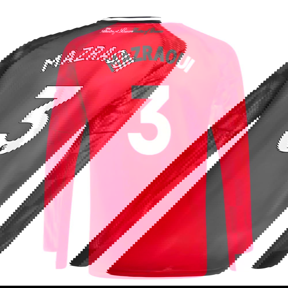 Lacné Futbalove Dresy Manchester United Dlhý Rukáv MAZRAOUI #3 Domáci Dres 2025-2026