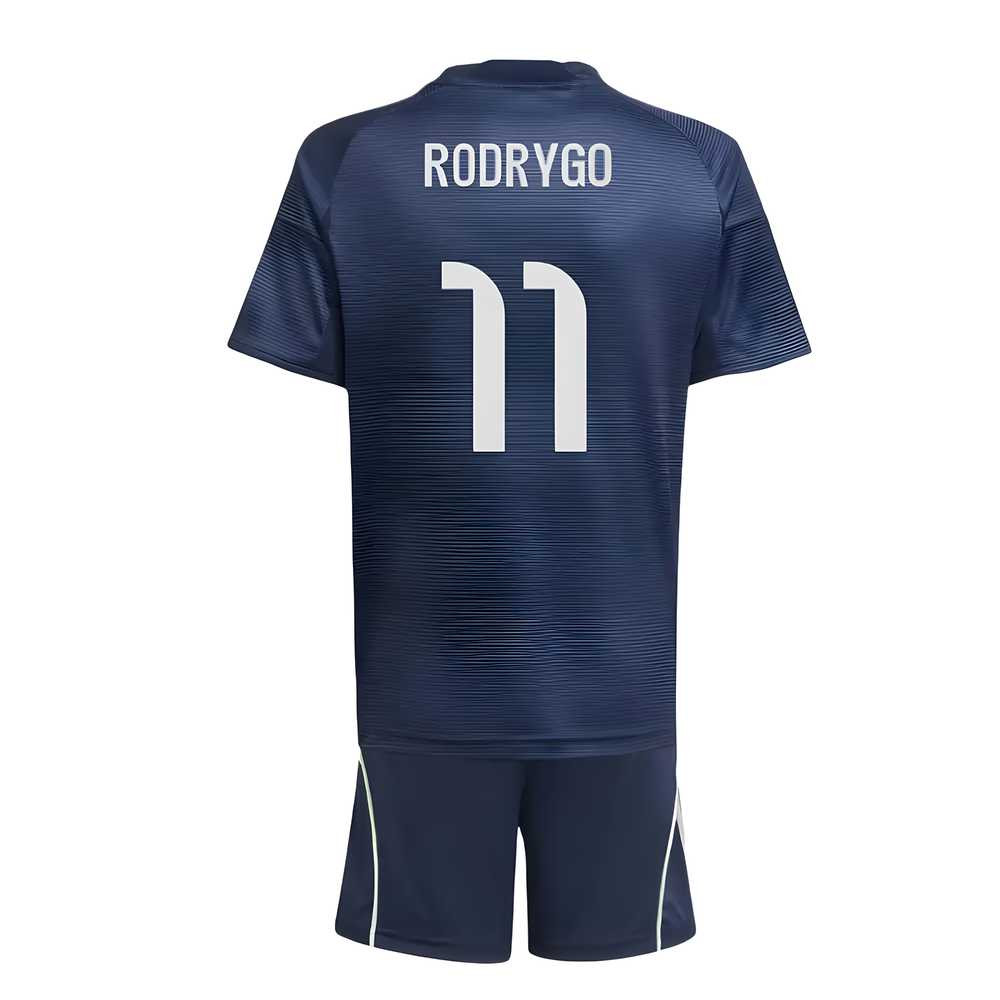 Lacné Futbalove Dresy FC Real Madrid Detské RODRYGO #11 Preč Dres 2025-2026