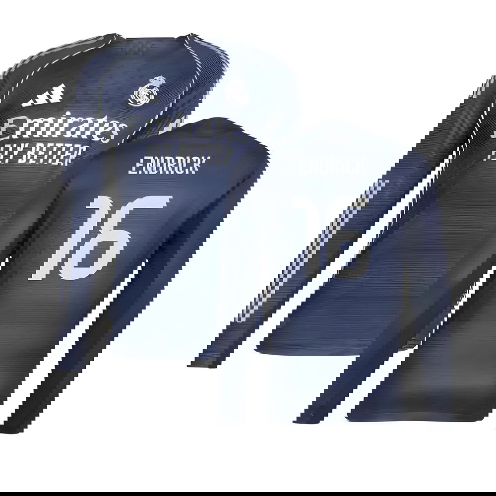 Lacné Futbalove Dresy FC Real Madrid Dlhý Rukáv ENDRICK #16 Preč Dres 2025-2026