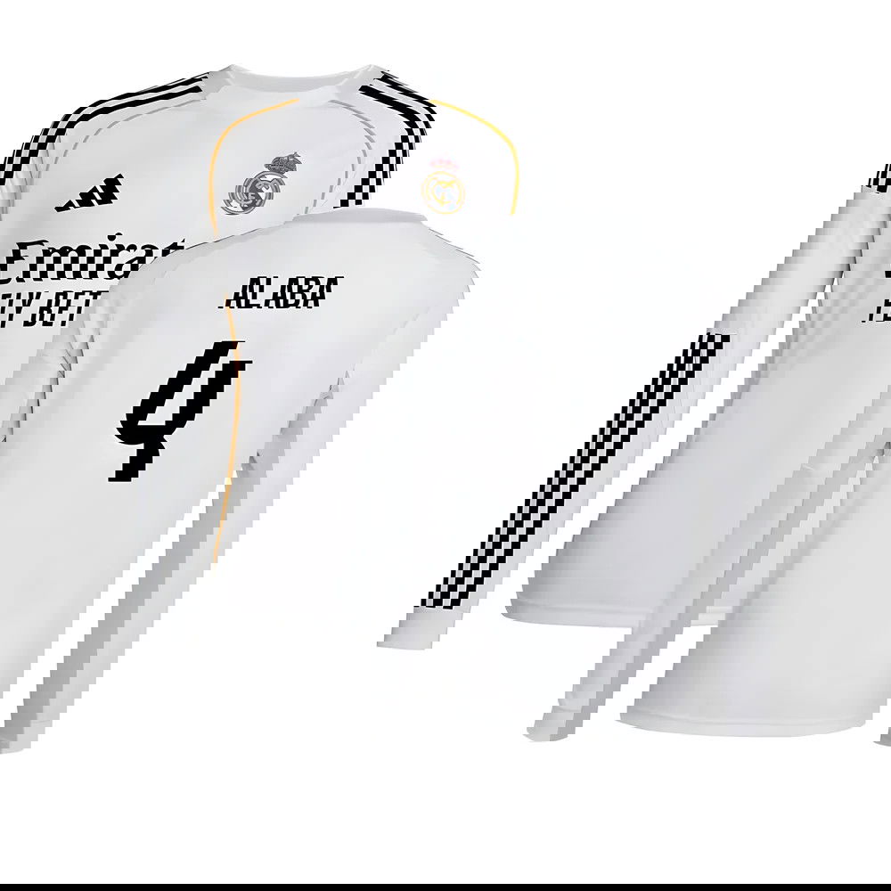 Lacné Futbalove Dresy FC Real Madrid Dlhý Rukáv ALABA #4 Domáci Dres 2025-2026