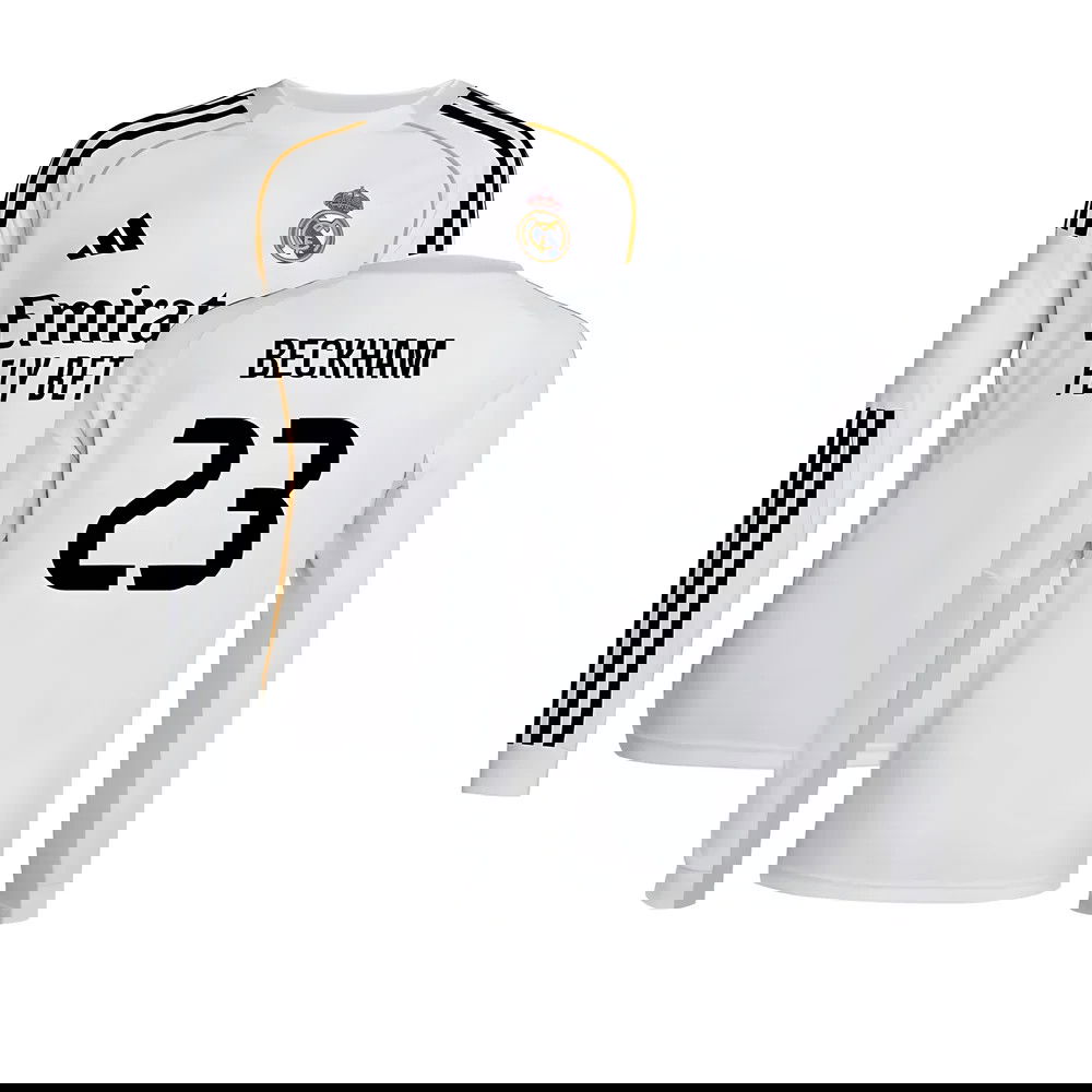 Lacné Futbalove Dresy FC Real Madrid Dlhý Rukáv BECKHAM #23 Domáci Dres 2025-2026