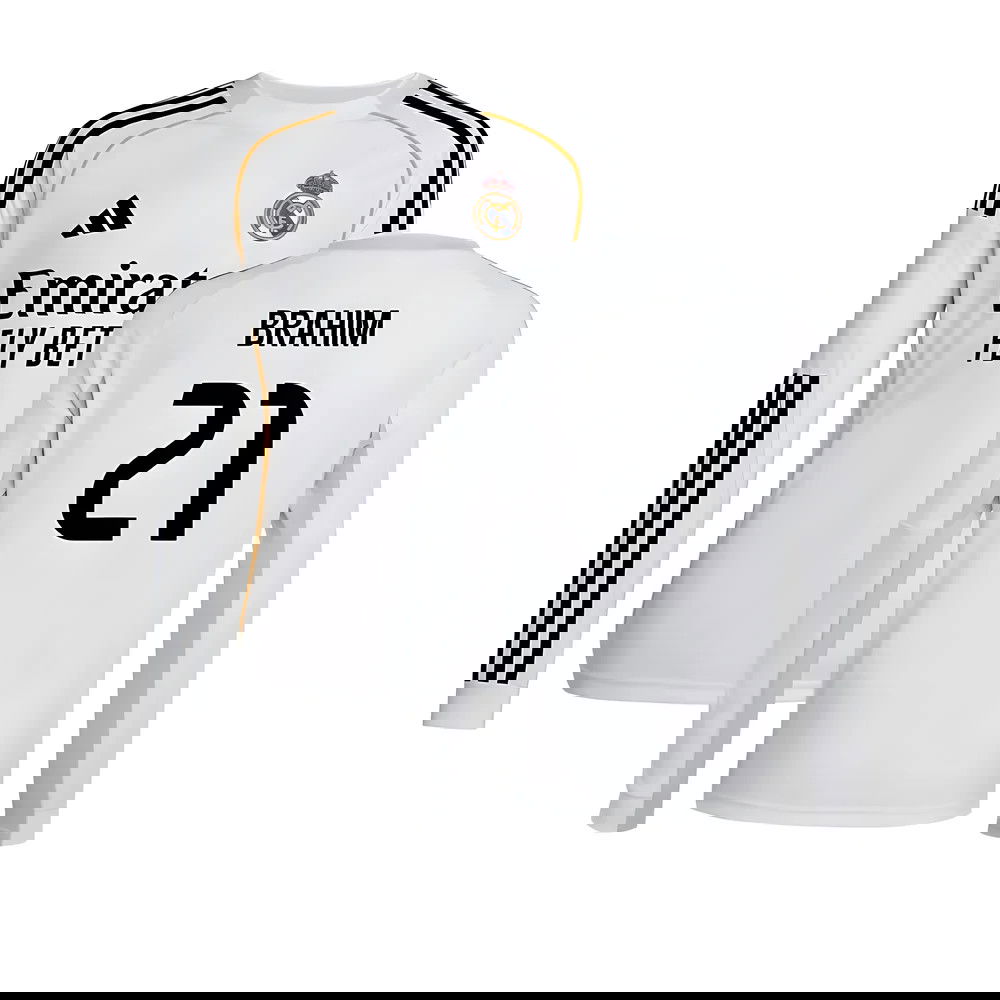 Lacné Futbalove Dresy FC Real Madrid Dlhý Rukáv BRAHIM #21 Domáci Dres 2025-2026