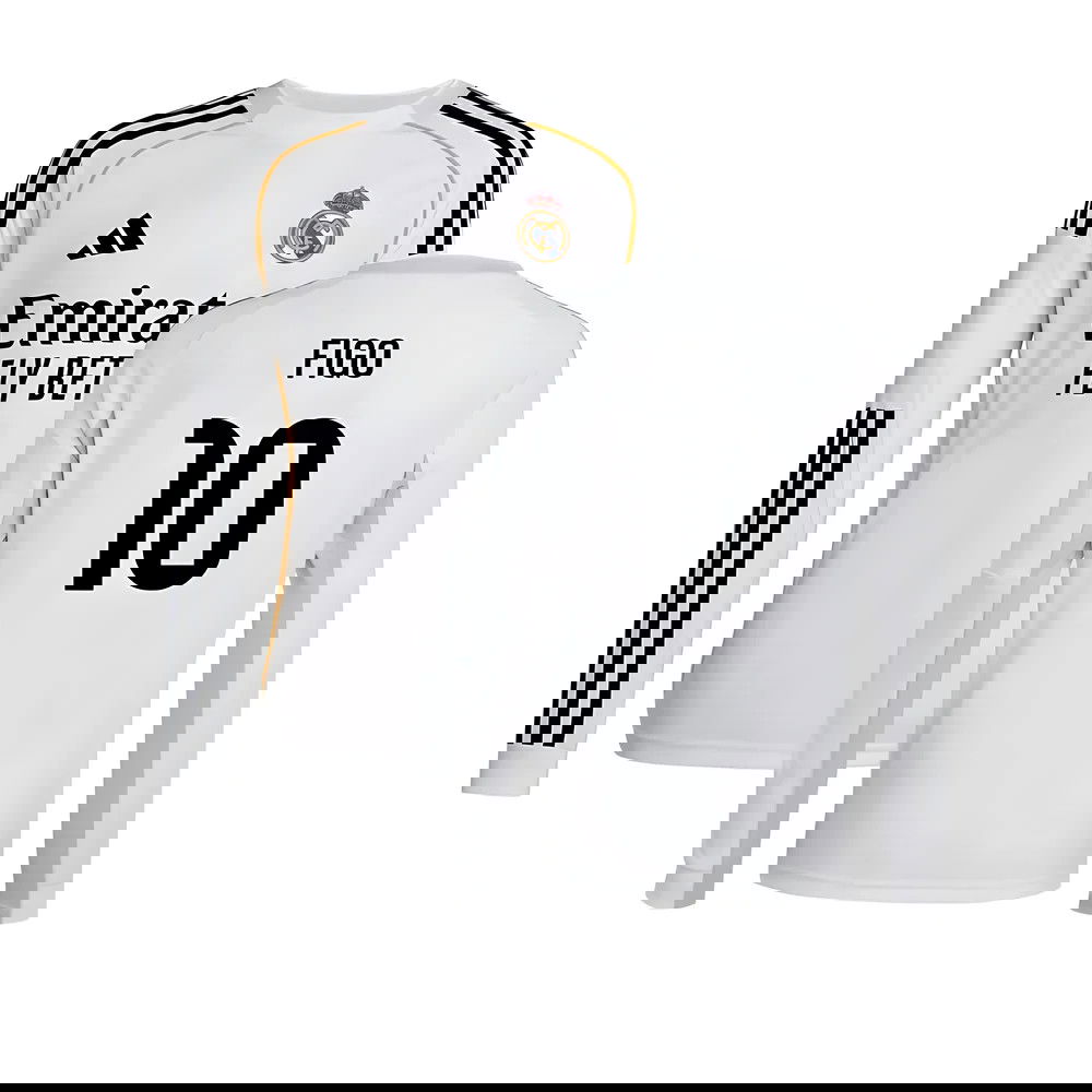 Lacné Futbalove Dresy FC Real Madrid Dlhý Rukáv FIGO #10 Domáci Dres 2025-2026