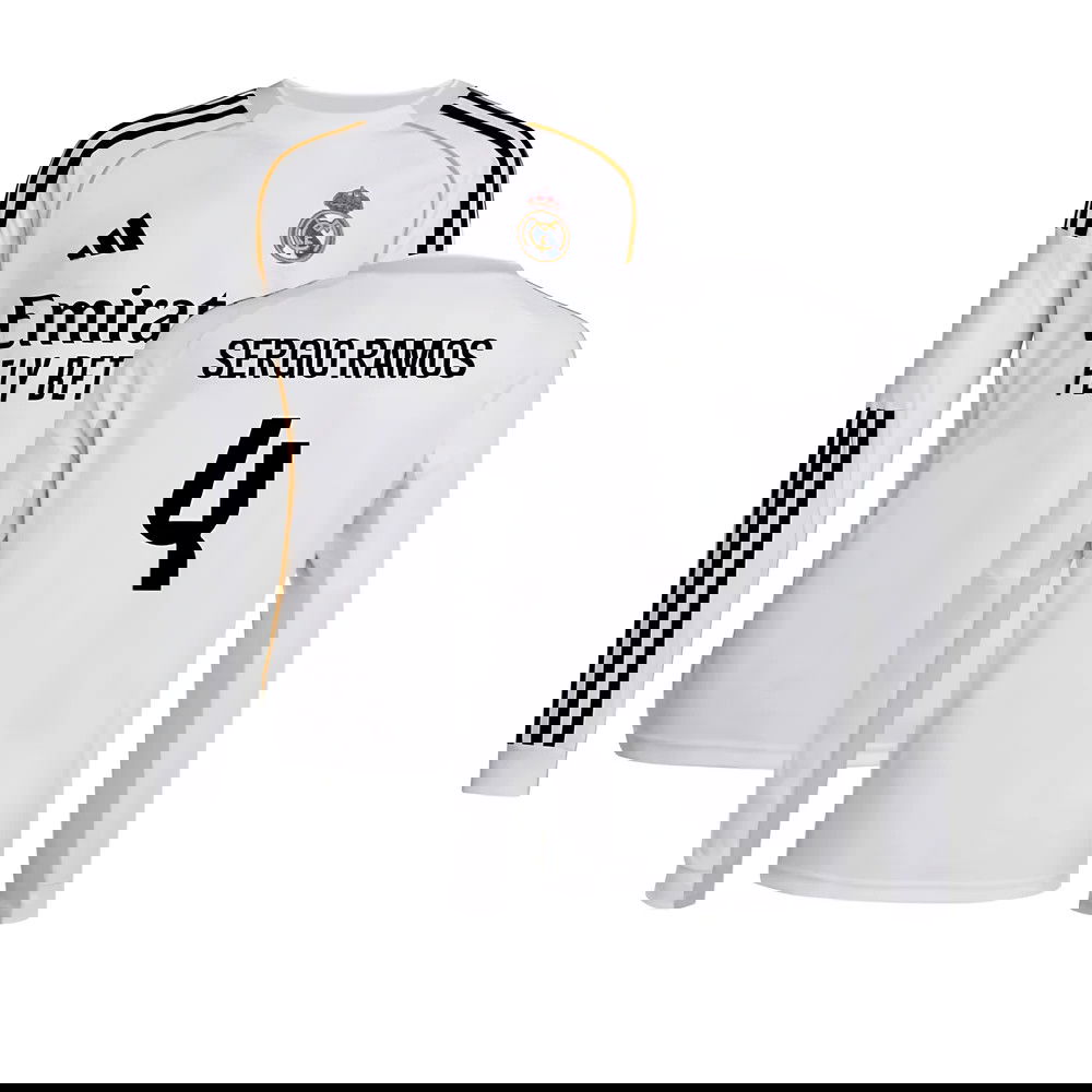 Lacné Futbalove Dresy FC Real Madrid Dlhý Rukáv SERGIO RAMOS #4 Domáci Dres 2025-2026
