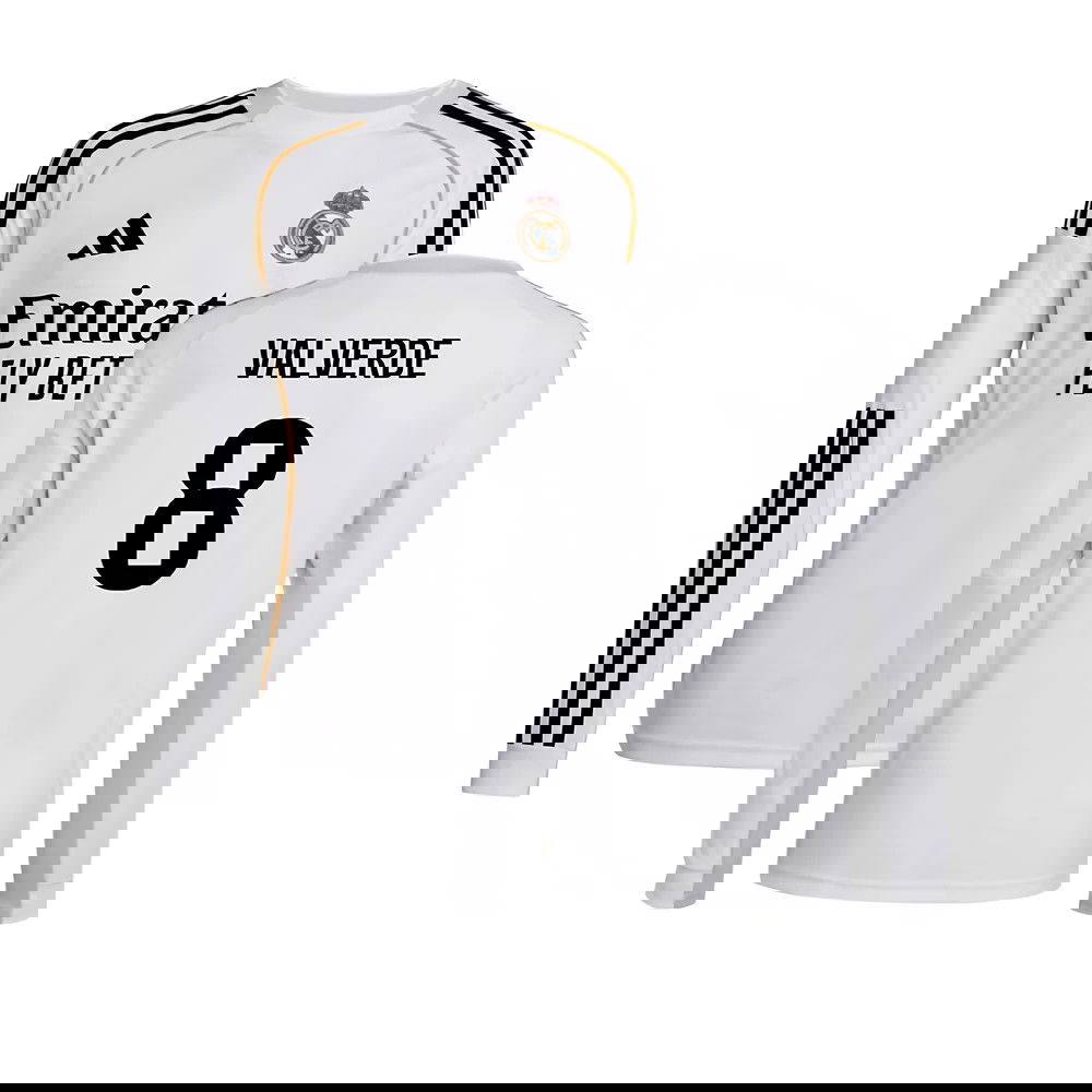 Lacné Futbalove Dresy FC Real Madrid Dlhý Rukáv VALVERDE #8 Domáci Dres 2025-2026