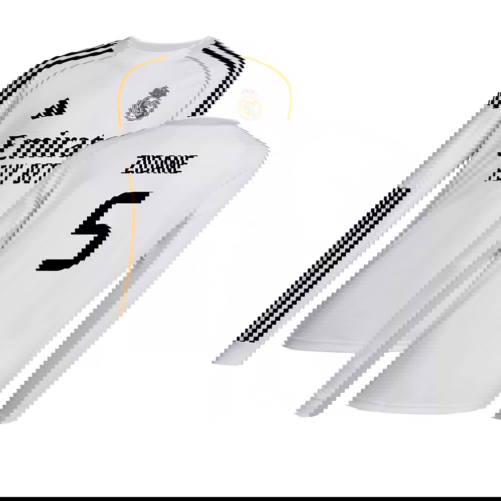 Lacné Futbalove Dresy FC Real Madrid Dlhý Rukáv ZIDANE #5 Domáci Dres 2025-2026